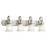 Monroe 4-Light Brushed Nickel Bathroom Vanity Light with Satin Etched Glass by KICHLER -Kichler Sales brushed nickel kichler vanity lighting 45056ni 64 1000