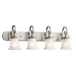 Monroe 4-Light Brushed Nickel Bathroom Vanity Light with Satin Etched Glass by KICHLER