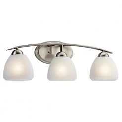 Calleigh 3-Light Brushed Nickel Bathroom Vanity Light with Satin Etched Cased Opal Glass by KICHLER