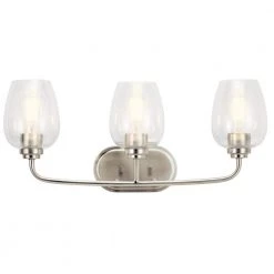 Valserrano 3-Light Brushed Nickel Bathroom Vanity Light with Clear Seeded Glass Shade by KICHLER -Kichler Sales brushed nickel kichler vanity lighting 45129nics 4f 1000