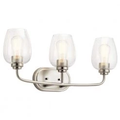 Valserrano 3-Light Brushed Nickel Bathroom Vanity Light with Clear Seeded Glass Shade by KICHLER