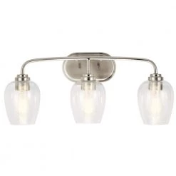 Valserrano 3-Light Brushed Nickel Bathroom Vanity Light with Clear Seeded Glass Shade by KICHLER -Kichler Sales brushed nickel kichler vanity lighting 45129nics c3 1000