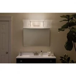 Crescent View 9 in. 3-Light Brushed Nickel Bathroom Vanity Light with Frosted Glass Shade by KICHLER 13 Crescent View 9 in. 3-Light Brushed Nickel Bathroom Vanity Light with Frosted Glass Shade by KICHLER -Kichler Sales brushed nickel kichler vanity lighting 45220ni 1f 1000