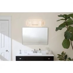 Crescent View 9 in. 3-Light Brushed Nickel Bathroom Vanity Light with Frosted Glass Shade by KICHLER 12 Crescent View 9 in. 3-Light Brushed Nickel Bathroom Vanity Light with Frosted Glass Shade by KICHLER -Kichler Sales brushed nickel kichler vanity lighting 45220ni 4f 1000