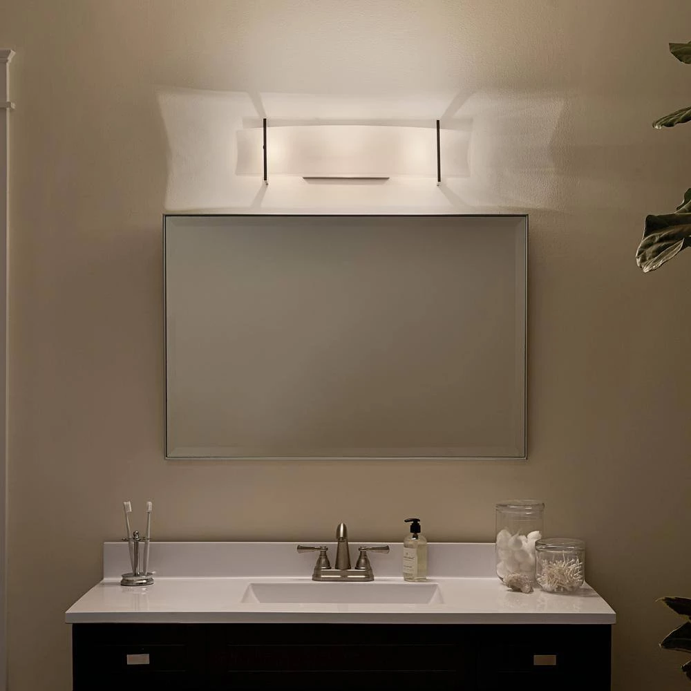 Crescent View 9 in. 3-Light Brushed Nickel Bathroom Vanity Light with Frosted Glass Shade by KICHLER 8 Crescent View 9 in. 3-Light Brushed Nickel Bathroom Vanity Light with Frosted Glass Shade by KICHLER - Image 6