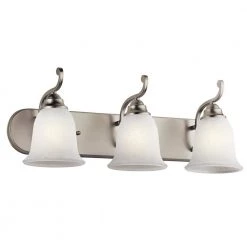 Camerena 24 in. 3-Light Brushed Nickel Bathroom Vanity Light with Frosted Glass Shade by KICHLER