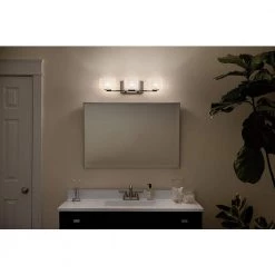 Bazely 3-Light Brushed Nickel Halogen Bathroom Vanity Light by KICHLER -Kichler Sales brushed nickel kichler vanity lighting 45479ni 1f 1000