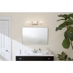 Bazely 3-Light Brushed Nickel Halogen Bathroom Vanity Light by KICHLER -Kichler Sales brushed nickel kichler vanity lighting 45479ni 4f 1000