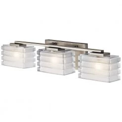 Bazely 3-Light Brushed Nickel Halogen Bathroom Vanity Light by KICHLER -Kichler Sales brushed nickel kichler vanity lighting 45479ni c3 1000