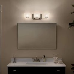 Bazely 3-Light Brushed Nickel Halogen Bathroom Vanity Light by KICHLER -Kichler Sales brushed nickel kichler vanity lighting 45479ni fa 1000