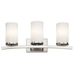 Crosby 3-Light Brushed Nickel Bathroom Vanity Light with Satin Etched Opal Glass by KICHLER