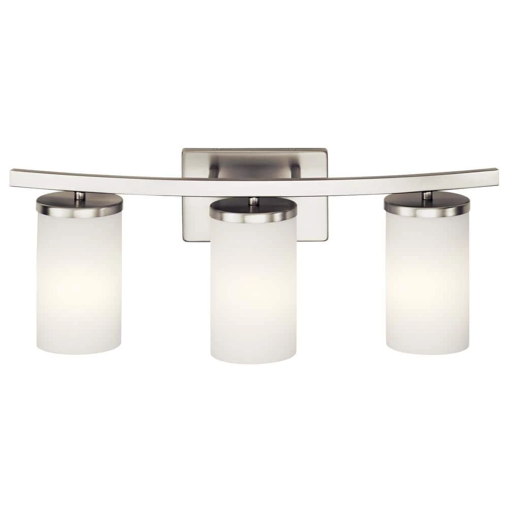 Crosby 3-Light Brushed Nickel Bathroom Vanity Light with Satin Etched Opal Glass by KICHLER 4 Crosby 3-Light Brushed Nickel Bathroom Vanity Light with Satin Etched Opal Glass by KICHLER - Image 2