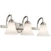 Keiran 3-Light Brushed Nickel Integrated LED Bathroom Vanity Light Bar with Satin Etched White Glass by KICHLER -Kichler Sales brushed nickel kichler vanity lighting 45513nil18 64 1000