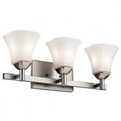 Serina 8.75 in. 3-Light Brushed Nickel Bathroom Vanity Light with Etched Glass Shade by KICHLER