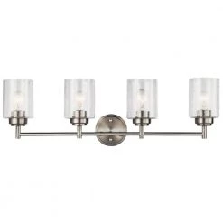 Winslow 4.75 in. 4-Light Brushed Nickel Bathroom Vanity Light with Seeded Glass Shade by KICHLER