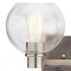 Harmony 7.75 in. 2-Light Brushed Nickel Bathroom Vanity Light with Clear Glass Shade by KICHLER 9 Harmony 7.75 in. 2-Light Brushed Nickel Bathroom Vanity Light with Clear Glass Shade by KICHLER -Kichler Sales brushed nickel kichler vanity lighting 45893ni 4f 1000