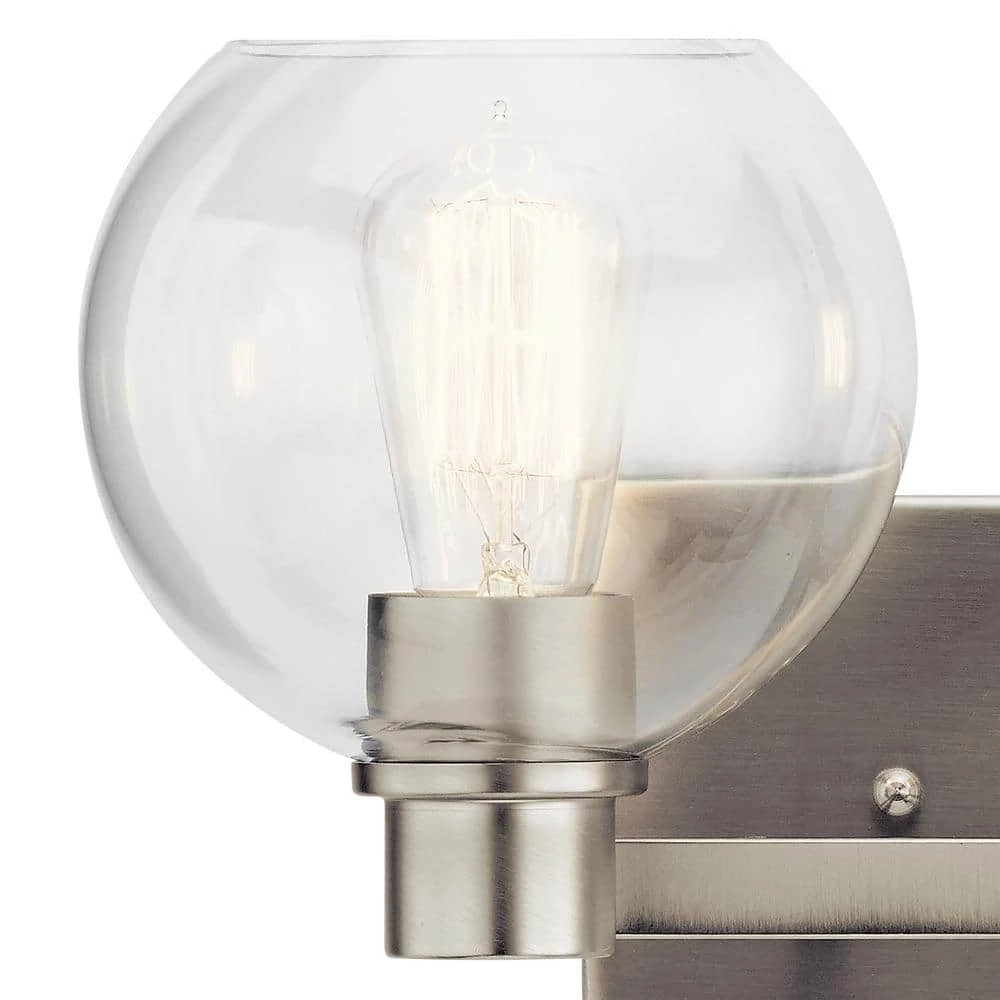 Harmony 7.75 in. 2-Light Brushed Nickel Bathroom Vanity Light with Clear Glass Shade by KICHLER 5 Harmony 7.75 in. 2-Light Brushed Nickel Bathroom Vanity Light with Clear Glass Shade by KICHLER - Image 3