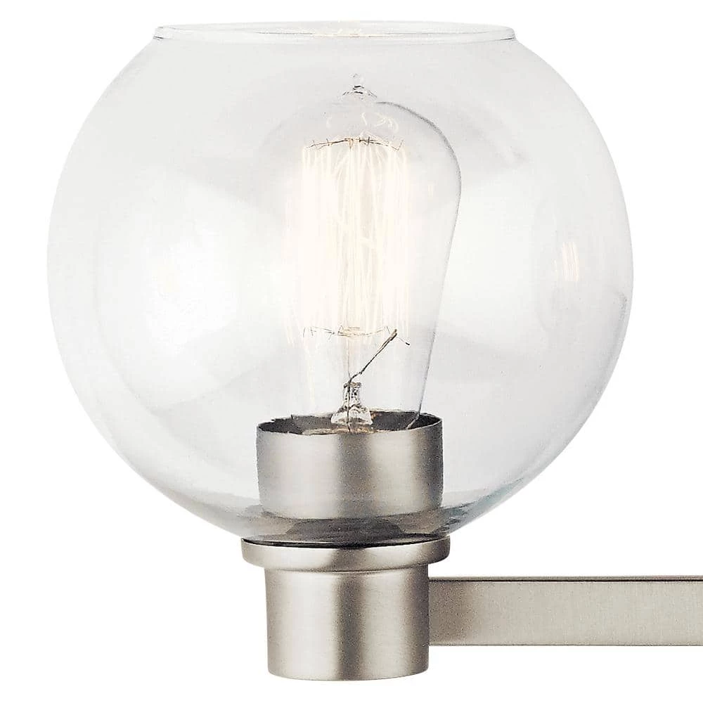 Harmony 3-Light Brushed Nickel Bathroom Vanity Light with Clear Glass by KICHLER 6 Harmony 3-Light Brushed Nickel Bathroom Vanity Light with Clear Glass by KICHLER - Image 4