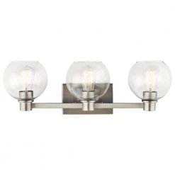 Harmony 3-Light Brushed Nickel Bathroom Vanity Light with Clear Glass by KICHLER