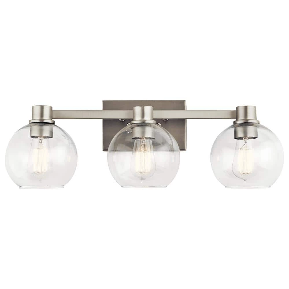 Harmony 3-Light Brushed Nickel Bathroom Vanity Light with Clear Glass by KICHLER 5 Harmony 3-Light Brushed Nickel Bathroom Vanity Light with Clear Glass by KICHLER - Image 3