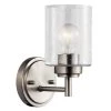 Winslow 1-Light Brushed Nickel Bathroom Indoor Wall Sconce with Clear Seeded Glass Shade by KICHLER -Kichler Sales brushed nickel kichler vanity lighting 45910ni 64 1000