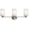 Joelson 3-Light Brushed Nickel Integrated LED Bathroom Vanity Light Bar with Satin Etched Cased Opal Glass by KICHLER -Kichler Sales brushed nickel kichler vanity lighting 45923nil18 64 1000