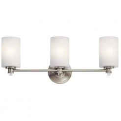 Joelson 3-Light Brushed Nickel Integrated LED Bathroom Vanity Light Bar with Satin Etched Cased Opal Glass by KICHLER