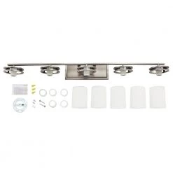 Hendrik 12 in. 5-Light Brushed Nickel Bathroom Vanity Light with Etched Glass Shade by KICHLER -Kichler Sales brushed nickel kichler vanity lighting 5085ni 1f 1000