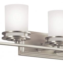Hendrik 12 in. 5-Light Brushed Nickel Bathroom Vanity Light with Etched Glass Shade by KICHLER -Kichler Sales brushed nickel kichler vanity lighting 5085ni 4f 1000