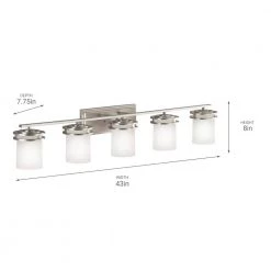 Hendrik 12 in. 5-Light Brushed Nickel Bathroom Vanity Light with Etched Glass Shade by KICHLER -Kichler Sales brushed nickel kichler vanity lighting 5085ni 66 1000