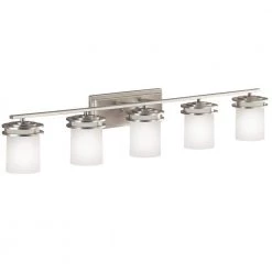 Hendrik 12 in. 5-Light Brushed Nickel Bathroom Vanity Light with Etched Glass Shade by KICHLER -Kichler Sales brushed nickel kichler vanity lighting 5085ni c3 1000