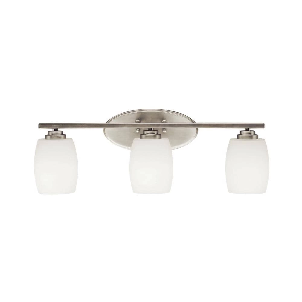 Eileen 10 in. 3-Light Brushed Nickel Bathroom Vanity Light with Etched Glass Shade by KICHLER 4 Eileen 10 in. 3-Light Brushed Nickel Bathroom Vanity Light with Etched Glass Shade by KICHLER - Image 2