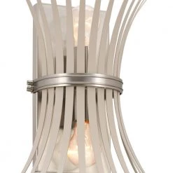Baile 2-Light Greige and Brushed Nickel Hallway Wall Sconce by KICHLER -Kichler Sales brushed nickel kichler vanity lighting 52461ni 1f 1000