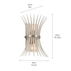 Baile 2-Light Greige and Brushed Nickel Hallway Wall Sconce by KICHLER -Kichler Sales brushed nickel kichler vanity lighting 52461ni 44 1000