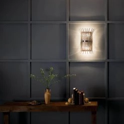 Baile 2-Light Greige and Brushed Nickel Hallway Wall Sconce by KICHLER -Kichler Sales brushed nickel kichler vanity lighting 52461ni fa 1000