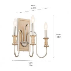Karthe 3-Light Beech and Brushed Nickel Hallway Wall Sconce by KICHLER -Kichler Sales brushed nickel kichler vanity lighting 52473ni 44 1000