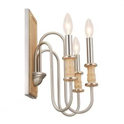 Karthe 3-Light Beech and Brushed Nickel Hallway Wall Sconce by KICHLER -Kichler Sales brushed nickel kichler vanity lighting 52473ni 4f 1000