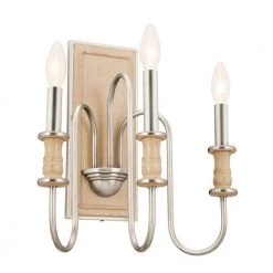 Karthe 3-Light Beech and Brushed Nickel Hallway Wall Sconce by KICHLER