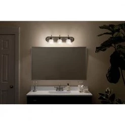 Independence 24 in. 3-Light Brushed Nickel Bathroom Vanity Light with Frosted Glass Shade by KICHLER -Kichler Sales brushed nickel kichler vanity lighting 5337nis 1f 1000