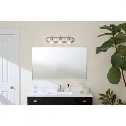 Independence 24 in. 3-Light Brushed Nickel Bathroom Vanity Light with Frosted Glass Shade by KICHLER -Kichler Sales brushed nickel kichler vanity lighting 5337nis 4f 1000