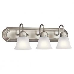 Independence 24 in. 3-Light Brushed Nickel Bathroom Vanity Light with Frosted Glass Shade by KICHLER