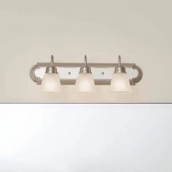 Independence 24 in. 3-Light Brushed Nickel Bathroom Vanity Light with Frosted Glass Shade by KICHLER -Kichler Sales brushed nickel kichler vanity lighting 5337nis 76 1000