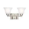 Langford 8.5 in. 2-Light Brushed Nickel Bathroom Vanity Light with Etched Glass Shade by KICHLER -Kichler Sales brushed nickel kichler vanity lighting 5389ni 64 1000