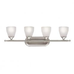 Ansonia 12 in. 4-Light Brushed Nickel Bathroom Vanity Light with Etched Glass Shade by KICHLER
