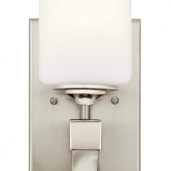 Marette 1-Light Brushed Nickel Bathroom Indoor Wall Sconce with Satin Etched Cased Opal Glass Shade by KICHLER -Kichler Sales brushed nickel kichler vanity lighting 55000ni 1f 1000