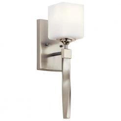 Marette 1-Light Brushed Nickel Bathroom Indoor Wall Sconce with Satin Etched Cased Opal Glass Shade by KICHLER
