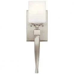 Marette 1-Light Brushed Nickel Bathroom Indoor Wall Sconce with Satin Etched Cased Opal Glass Shade by KICHLER -Kichler Sales brushed nickel kichler vanity lighting 55000ni c3 1000