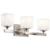 Marette 3-Light Brushed Nickel Bathroom Vanity Light with Satin Etched Cased Opal Glass by KICHLER -Kichler Sales brushed nickel kichler vanity lighting 55002ni 64 1000