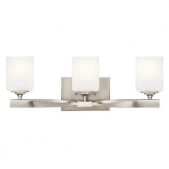 Marette 3-Light Brushed Nickel Bathroom Vanity Light with Satin Etched Cased Opal Glass by KICHLER -Kichler Sales brushed nickel kichler vanity lighting 55002ni c3 1000