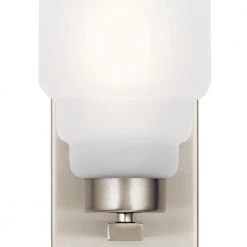 Vionnet 1-Light Brushed Nickel Bathroom Indoor Wall Sconce with Satin Etched Glass Shade by KICHLER -Kichler Sales brushed nickel kichler vanity lighting 55010ni 1f 1000